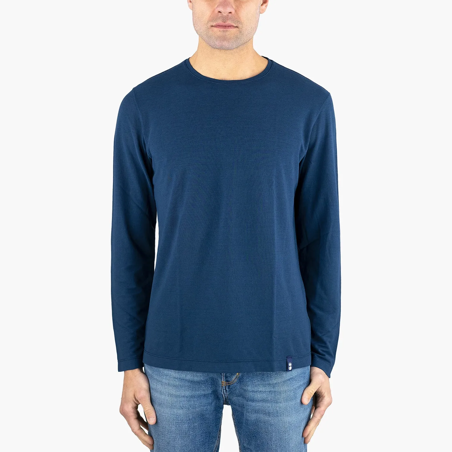 T-Shirt Manica Lunga DRUMOHR in Puro Cotone Blu