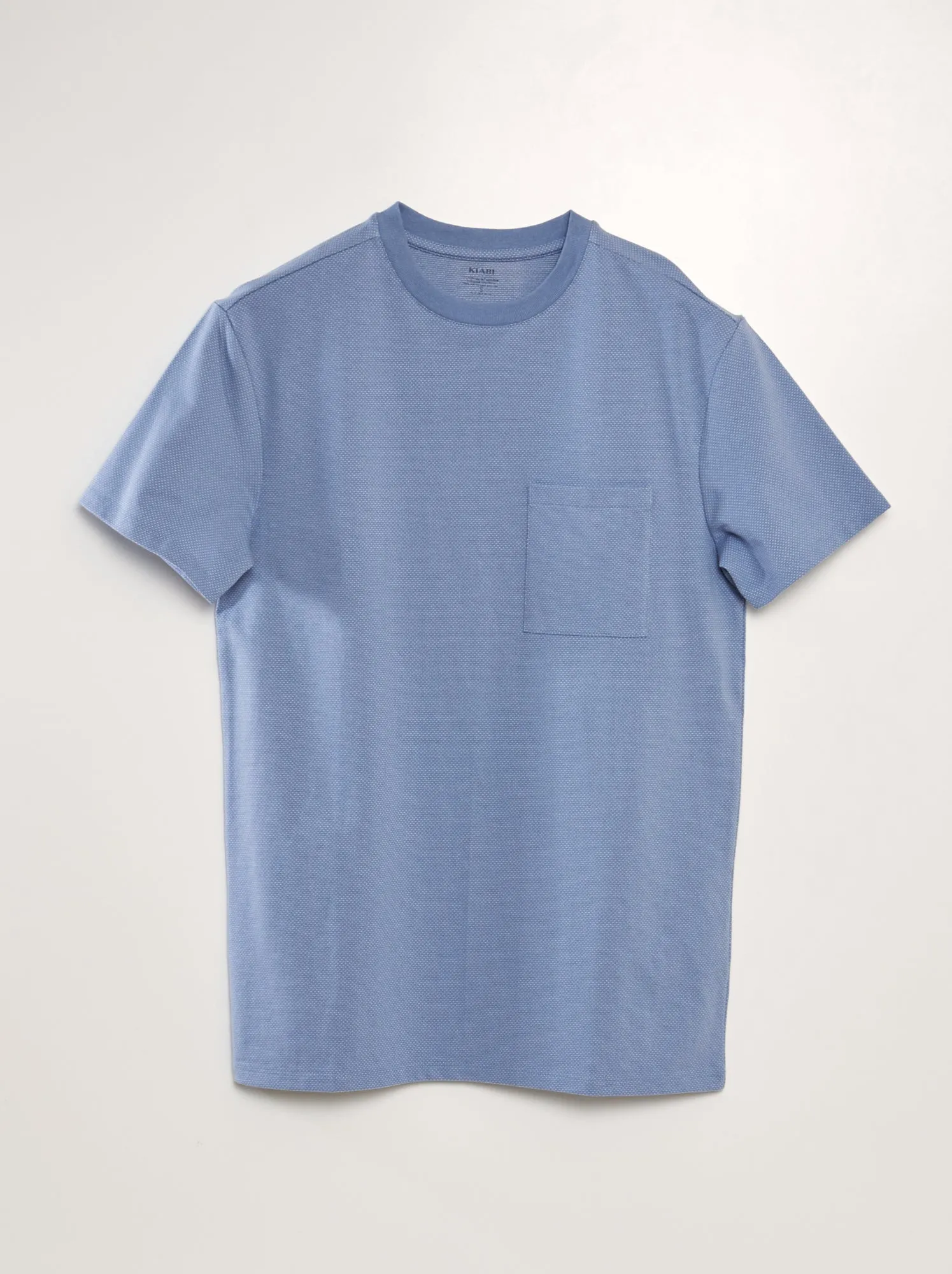 T-shirt puntinata con tasca sul petto - BLU