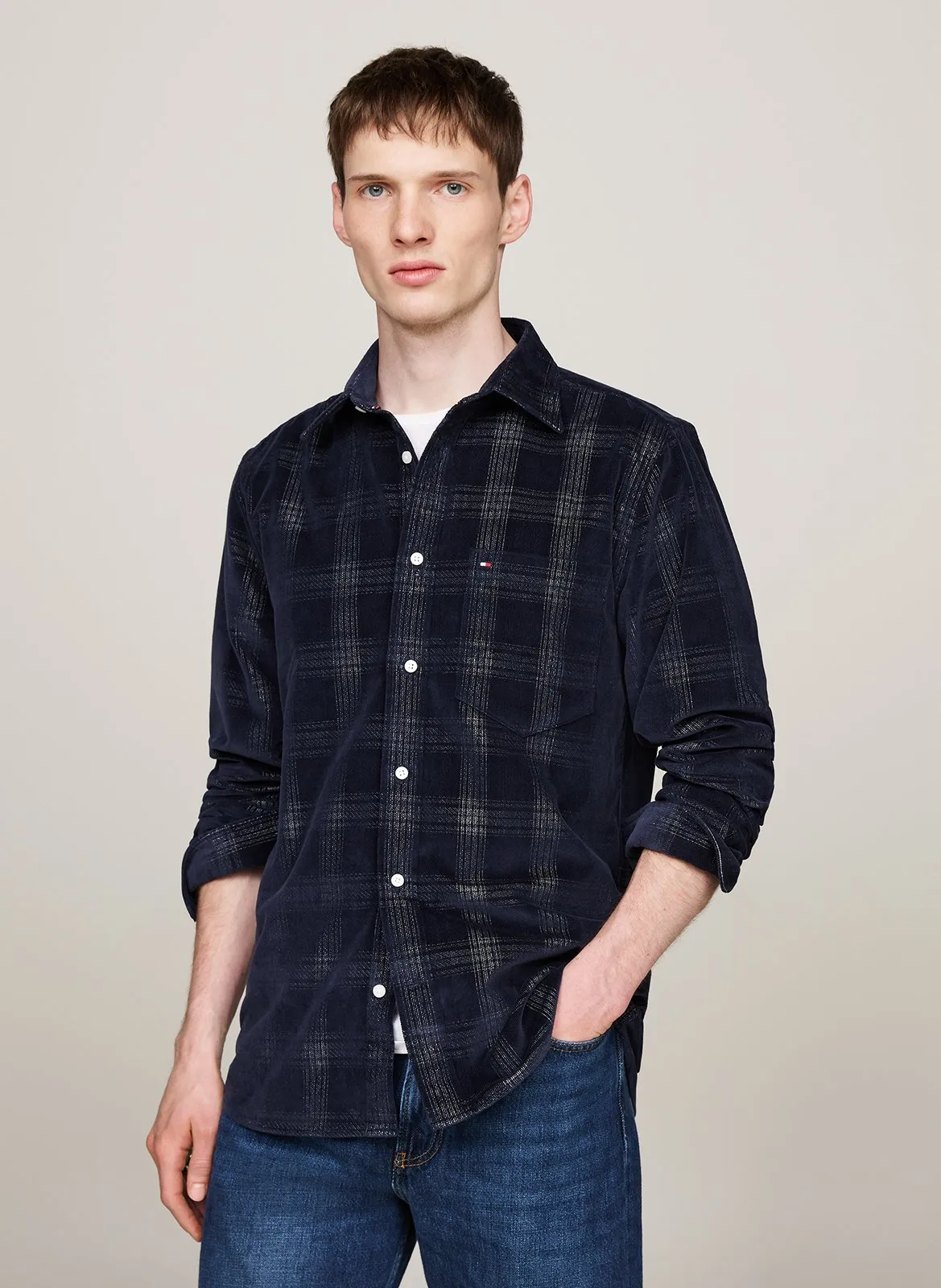 TOMMY HILFIGER   Camicia a quadri con colletto classico | Blu