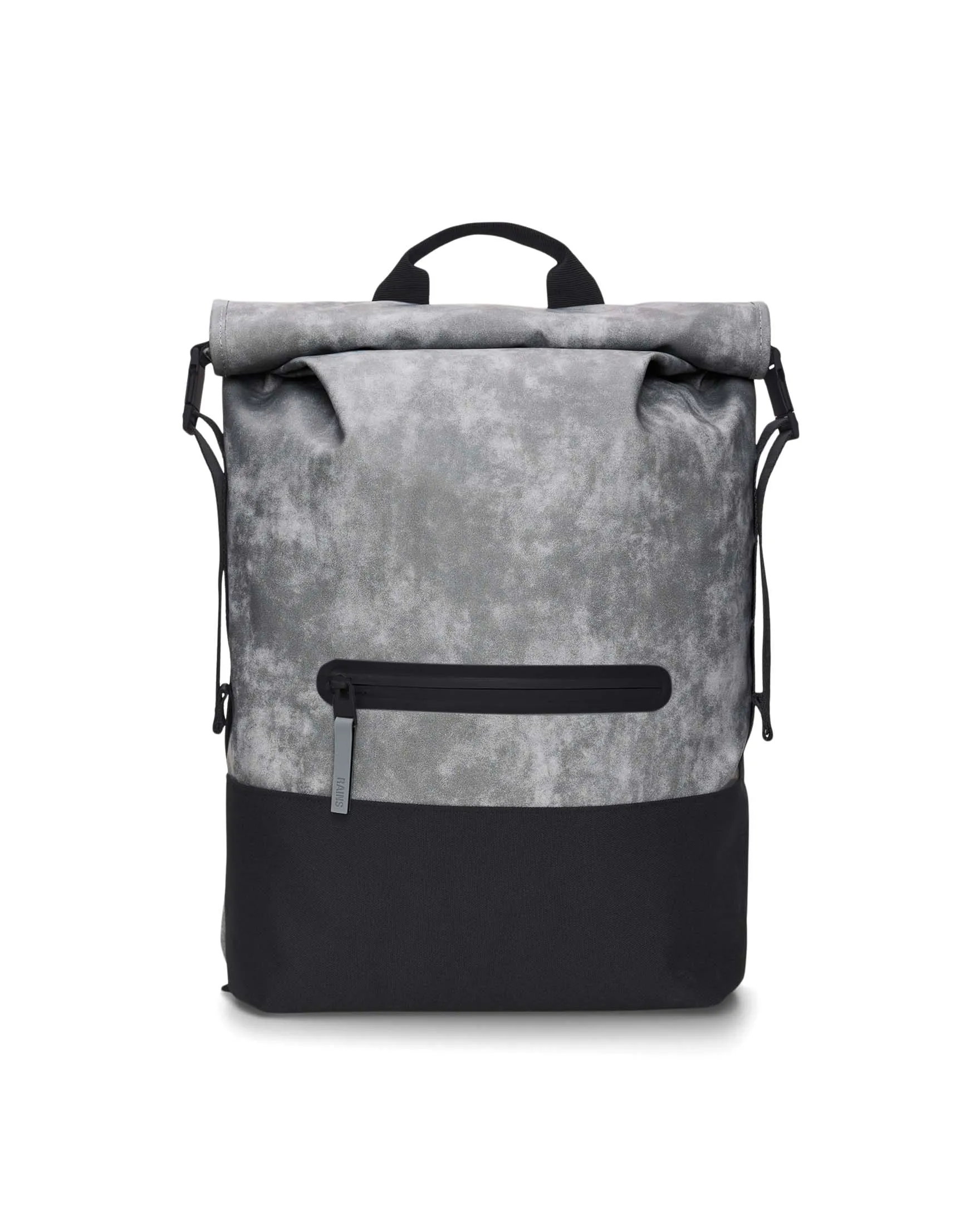 Trail Rolltop Backpack color cemento in tessuto tecnico impermeabile effetto gommato