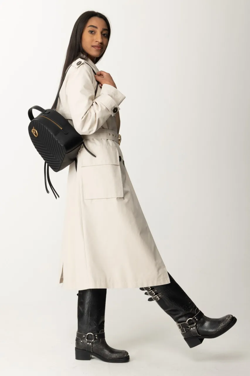 Trench con cintura in gabardina tecnica BEIGE-FARINA AVENA