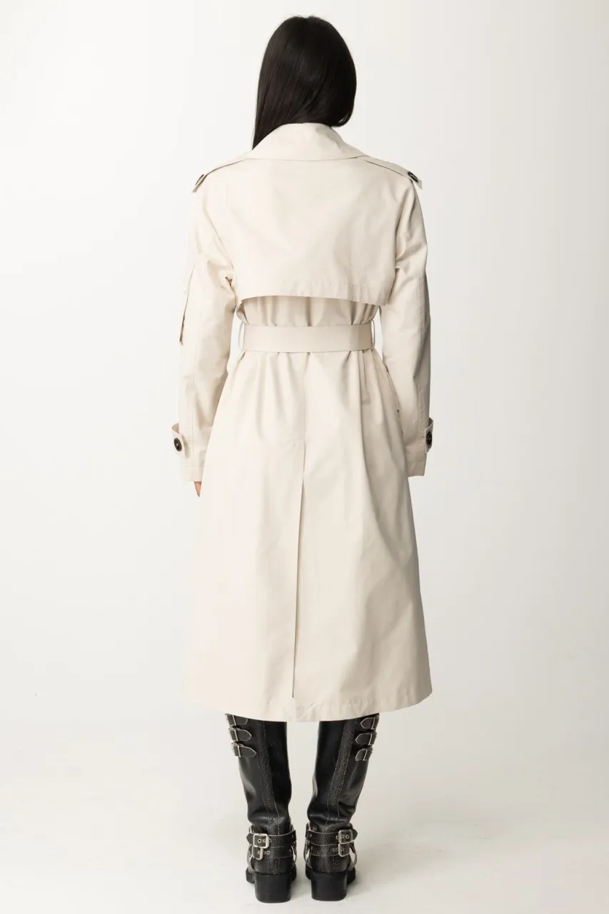 Trench con cintura in gabardina tecnica BEIGE-FARINA AVENA