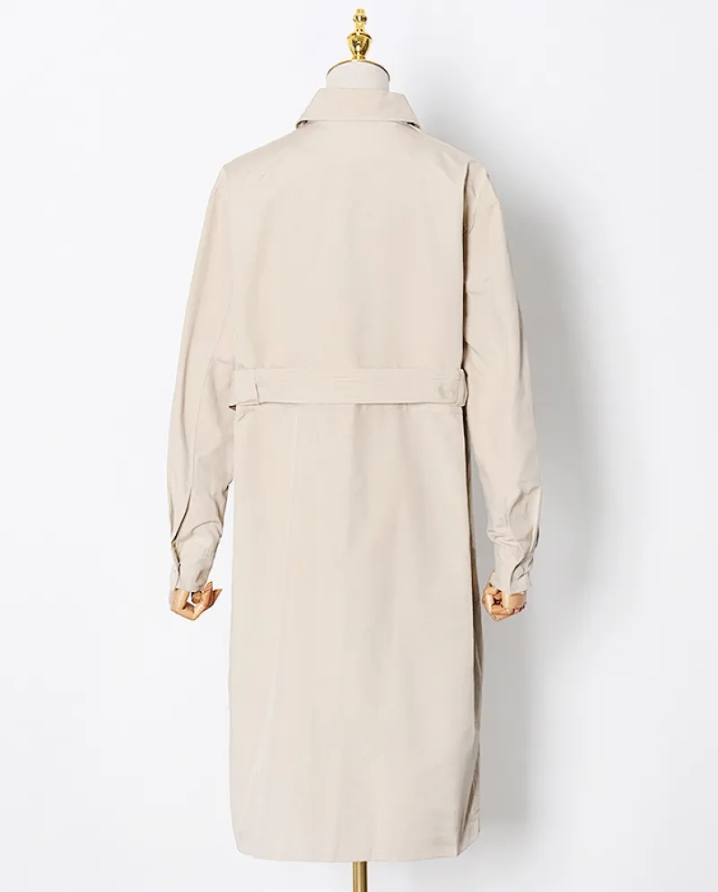Trench di media lunghezza con colletto da abito casual elegante da donna staccabile