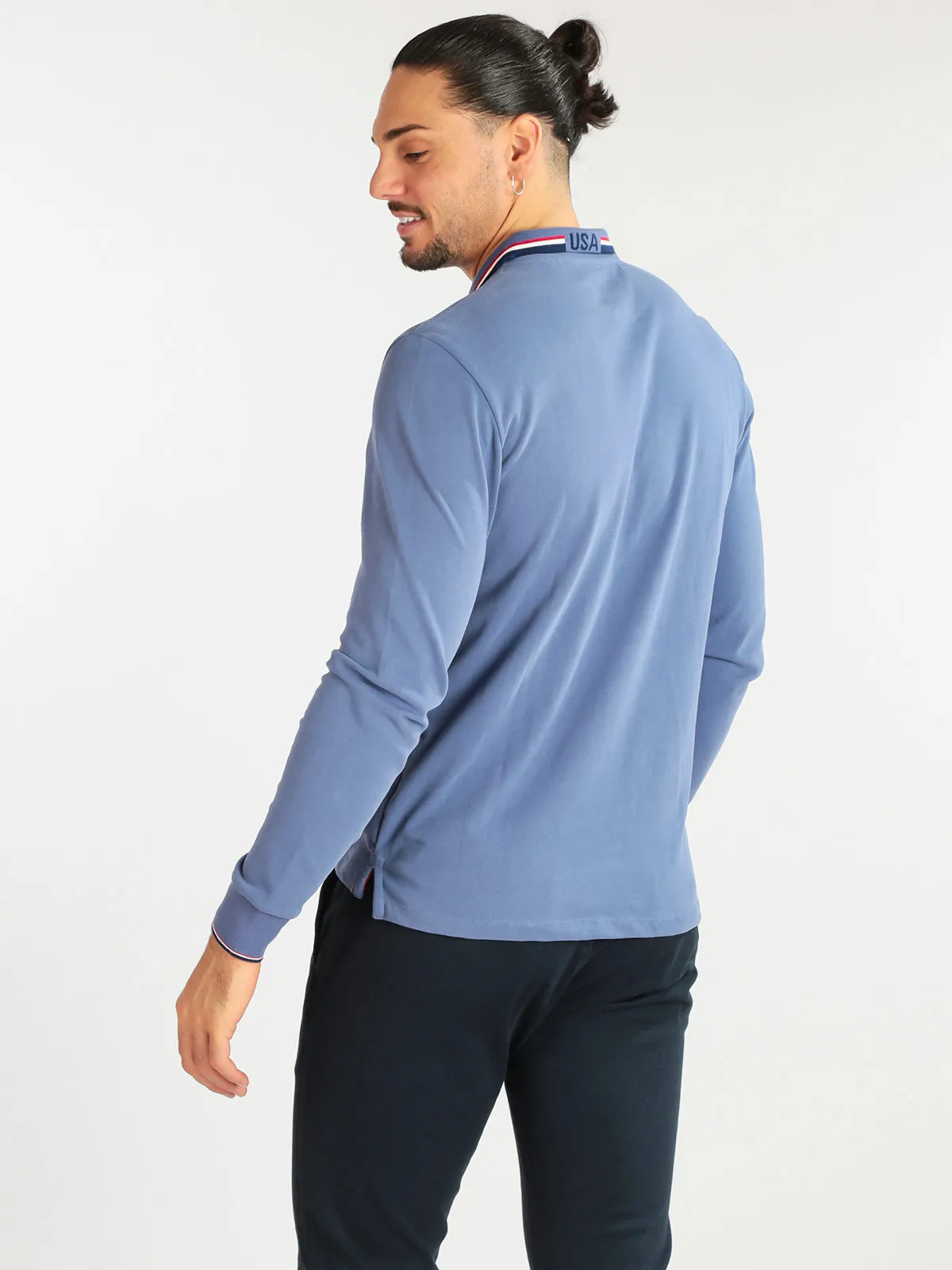 U.S. Polo Assn. Polo à manches longues pour homme en coton