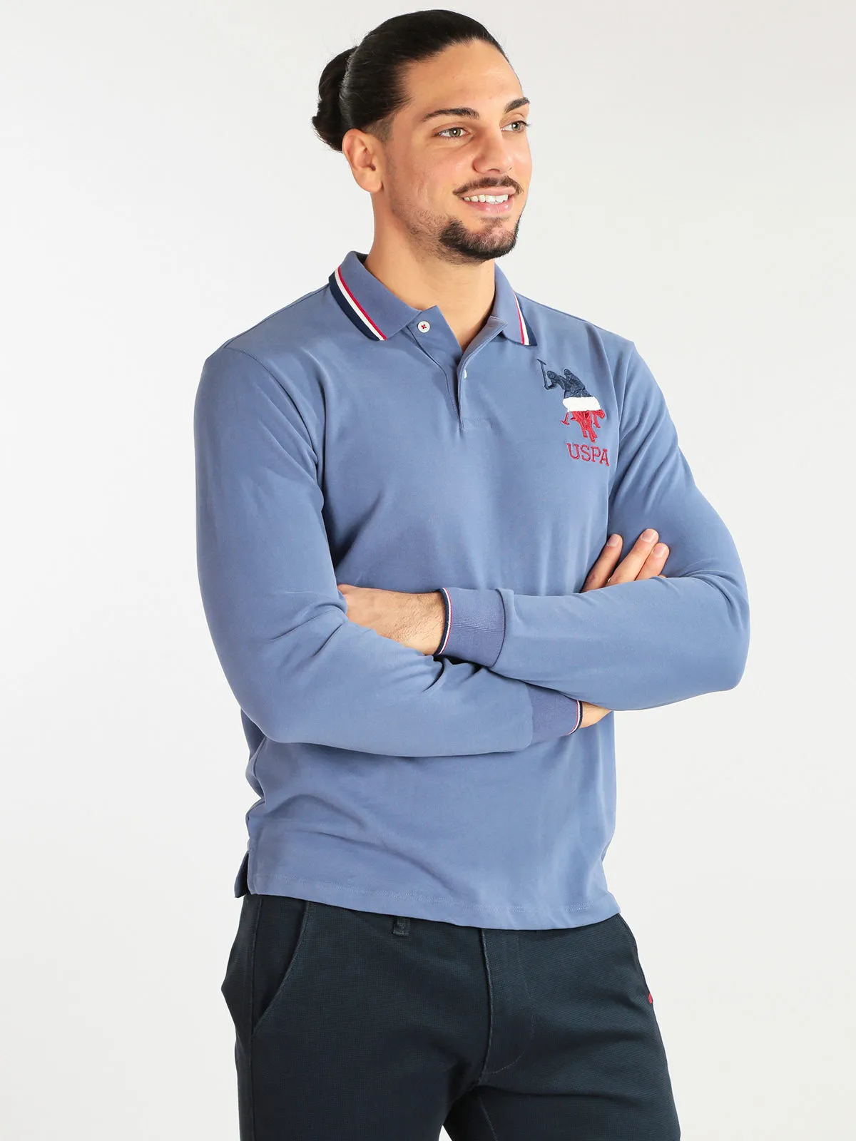 U.S. Polo Assn. Polo à manches longues pour homme en coton