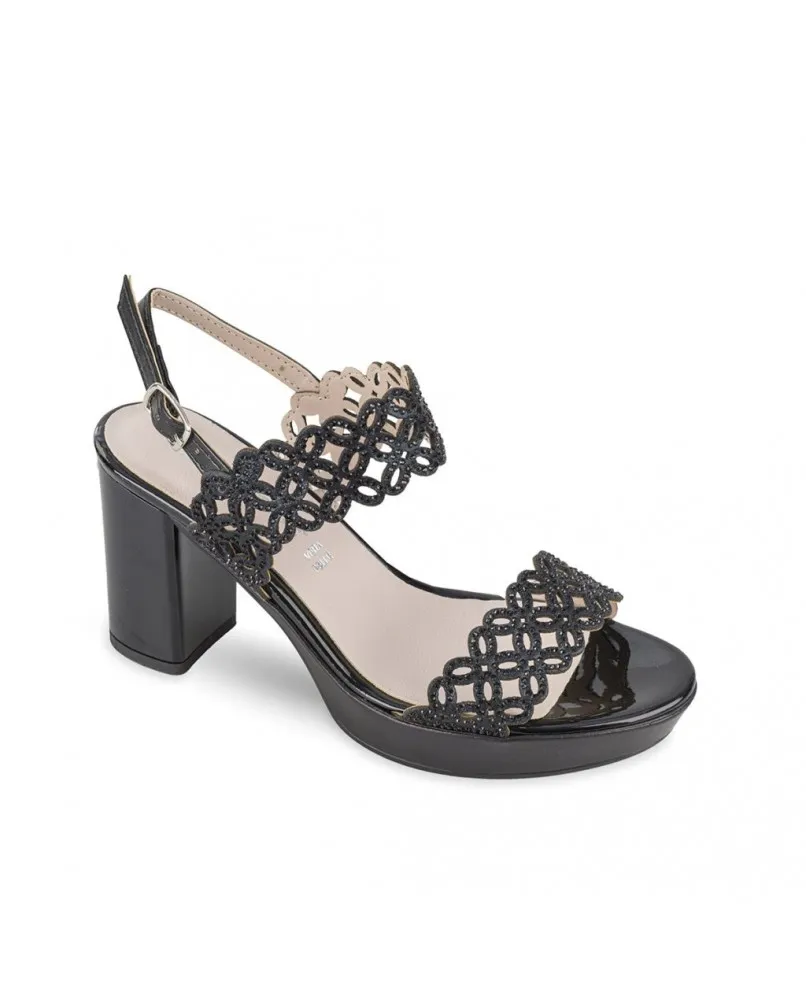 VALLEVERDE 45380 sandali donna scarpe tacco alto plateau nero