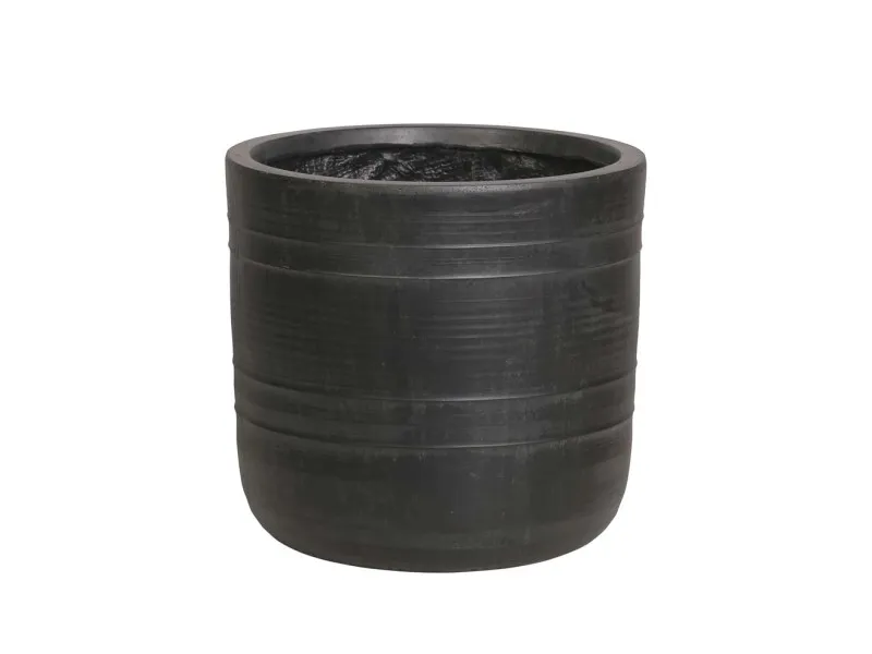 Vaso tondo in fibra di argilla marrone scuro Ø 25 cm