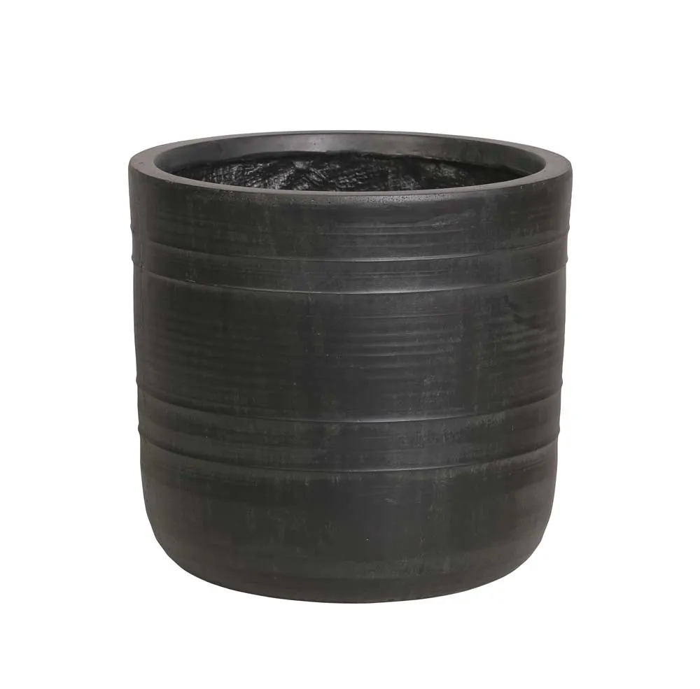 Vaso tondo in fibra di argilla marrone scuro Ø 25 cm