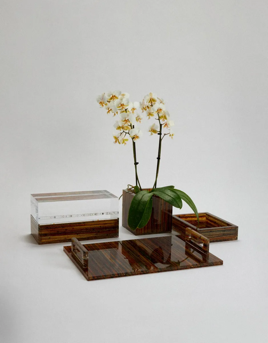     Vassoio di design in plexiglass e tessuto | Vassoio   