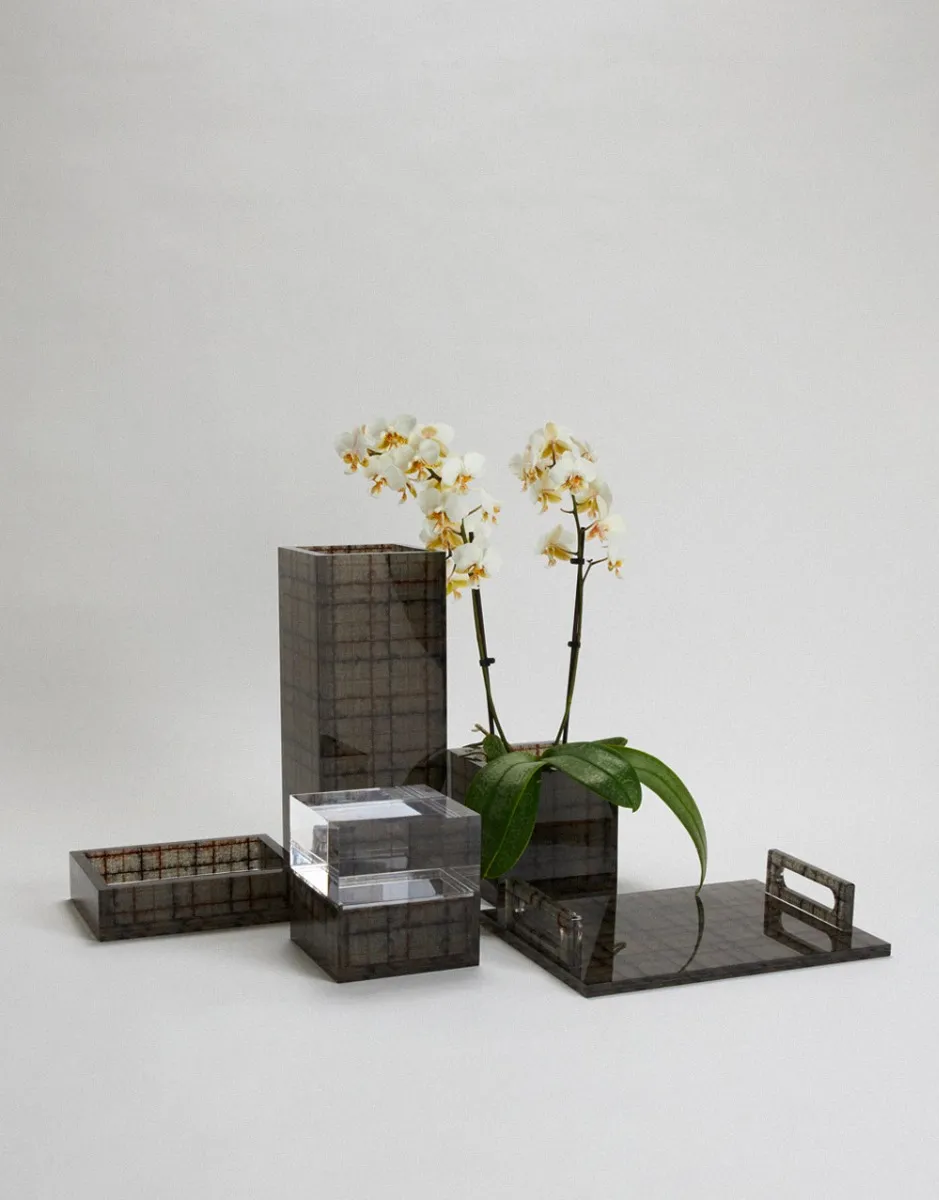     Vassoio di design in plexiglass e tessuto | Vassoio   