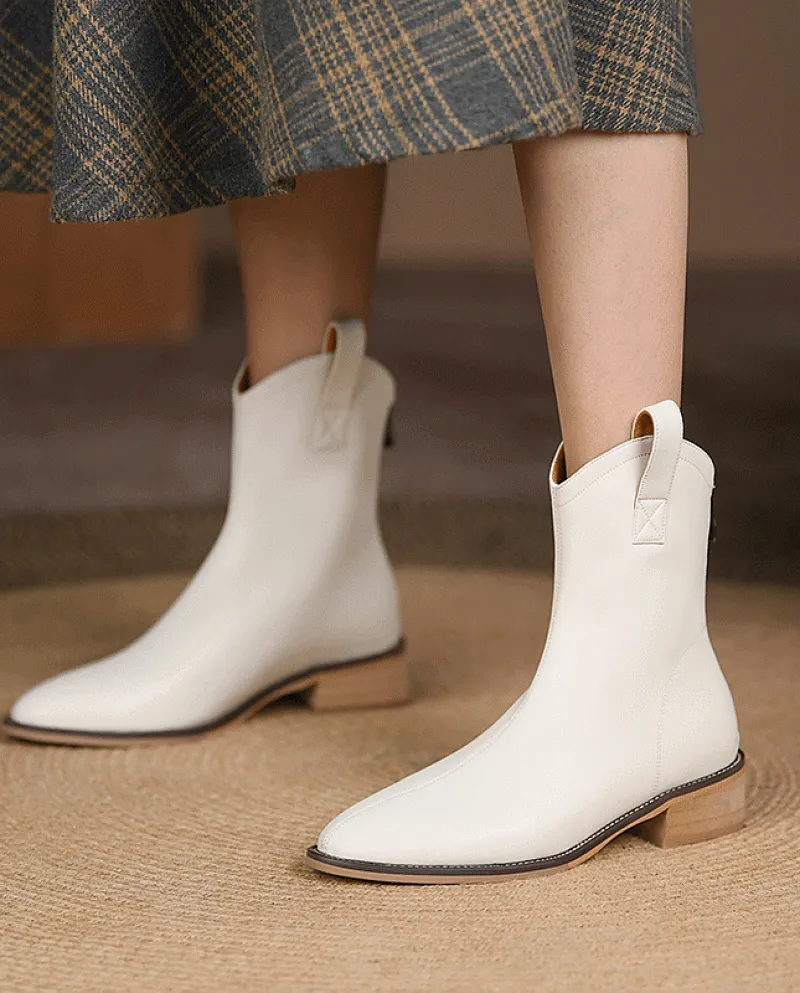 Vendita all'ingrosso Autunno e Inverno Stile britannico Retro Punta a punta Tacco medio basso Bocca a V Stivali da cowboy occide