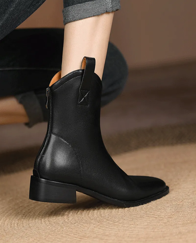 Vendita all'ingrosso Autunno e Inverno Stile britannico Retro Punta a punta Tacco medio basso Bocca a V Stivali da cowboy occide