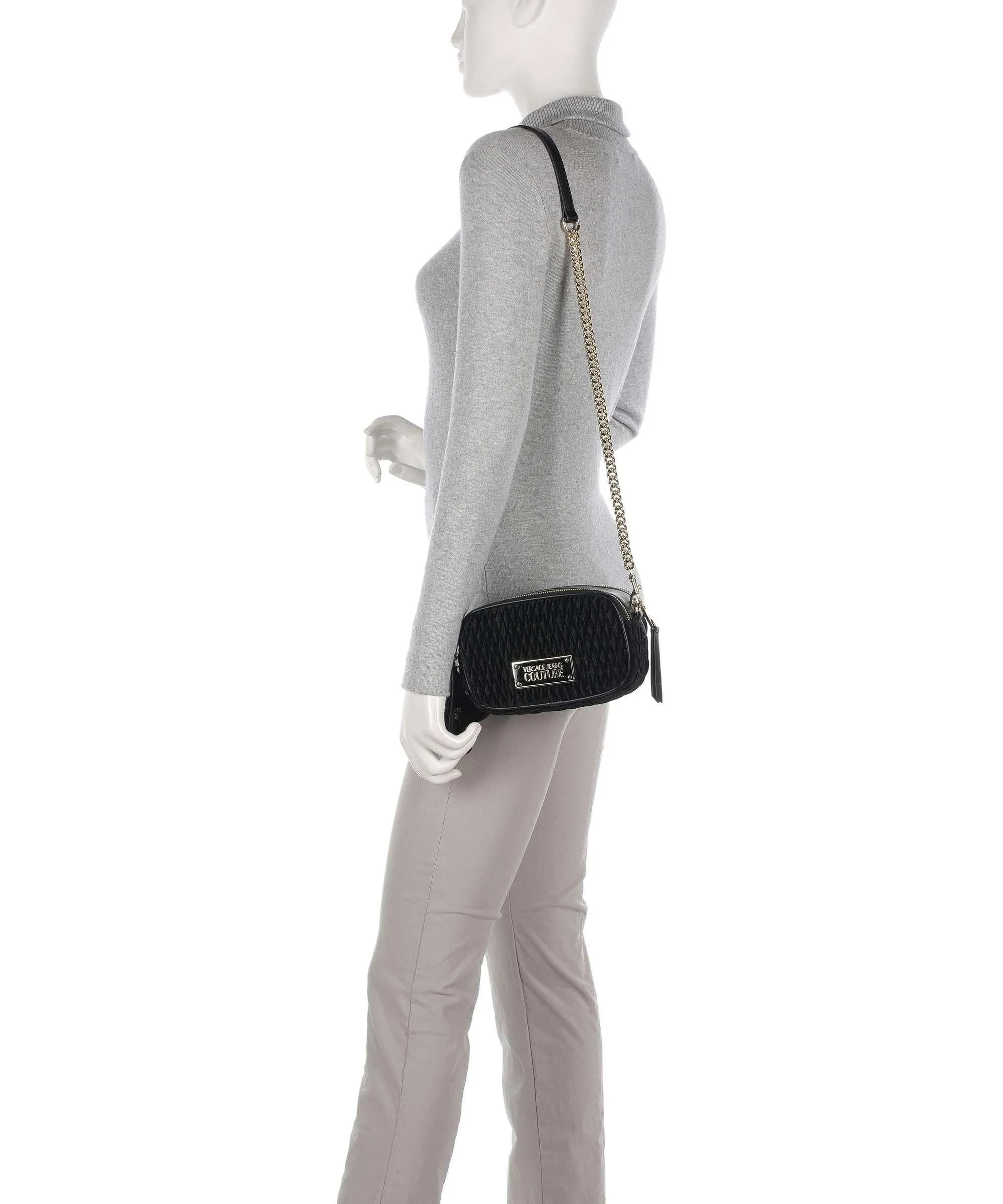  Versace Jeans Couture Crunchy Bags Borsa a tracolla poliestere, pelle sintetica nero  