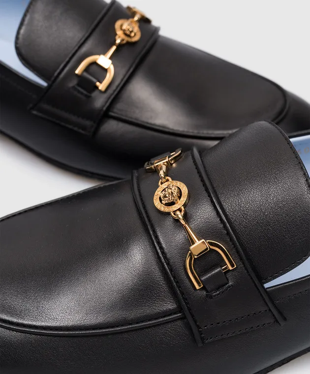 Versace Mocassini in pelle nera con logo Medusa '95 10160221A00138
