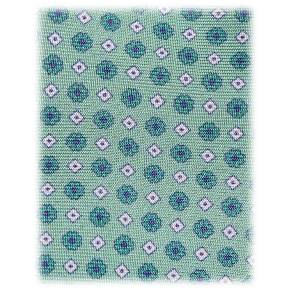 Viola Milano - Cravatta in Seta Italiana con Cucitura a Micro Fiori - Mentolo - Handmade in Italy - Luxury Exclusive Collection