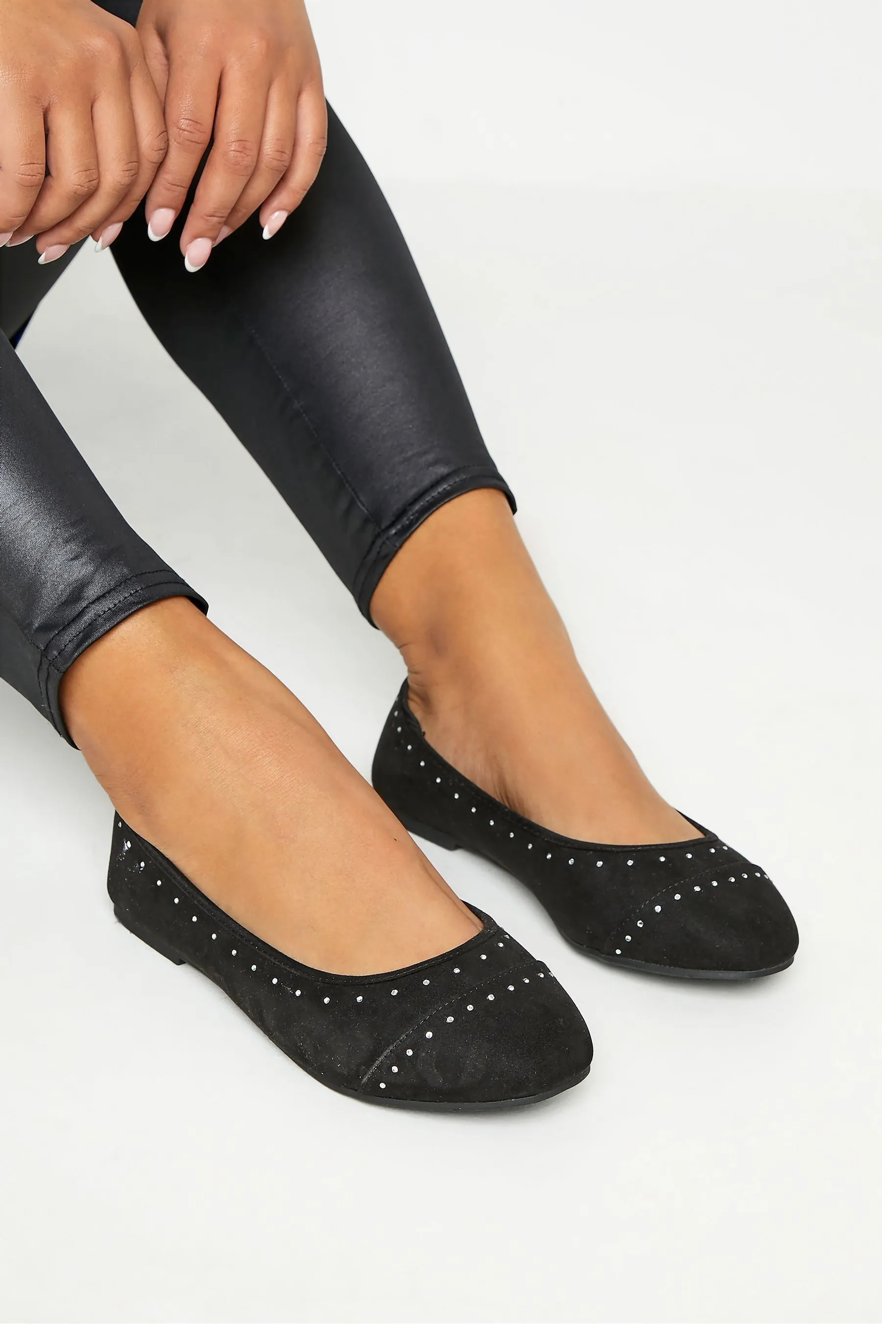 Yours Curve - Ballerine Scarpe extra Vestibilità ampia con strass