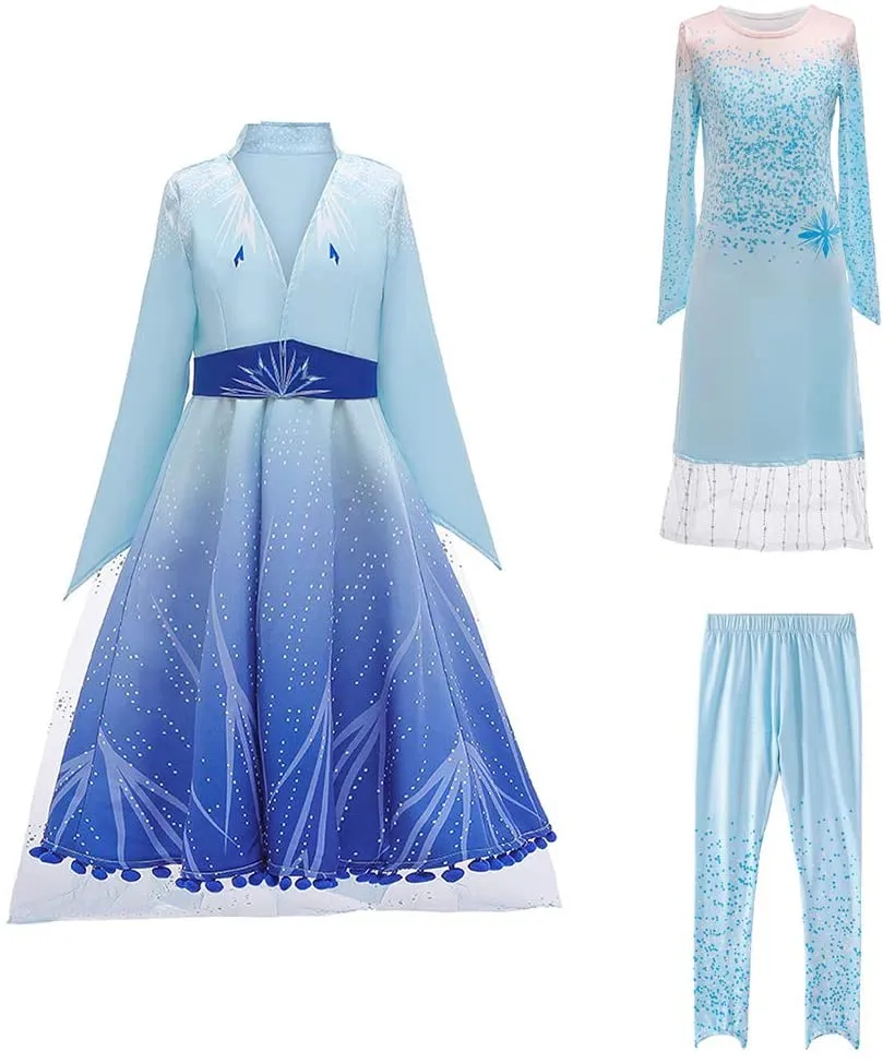 ZaisuiFun Principessa Vestito Bambina Gonna Abito Ragazze Set Costume di Gala per Festivo Feste a Tema Carnevali Halloween Natal
