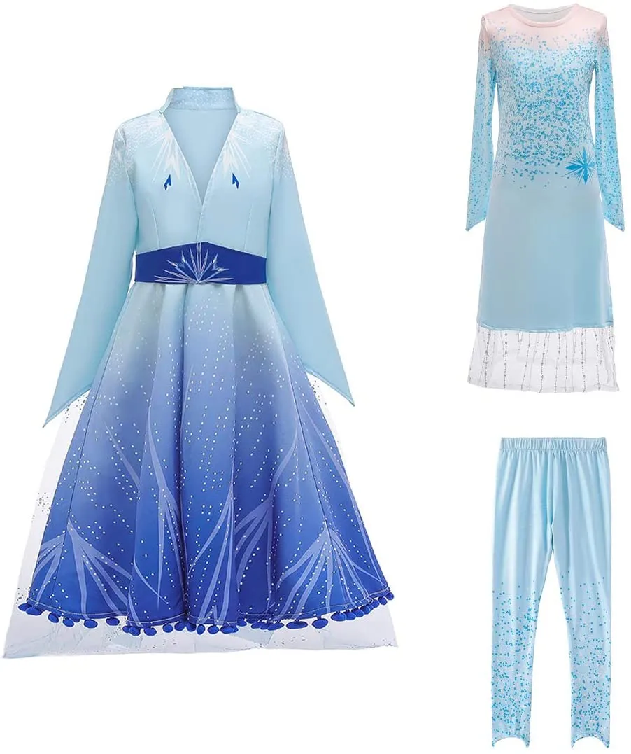 ZaisuiFun Principessa Vestito Bambina Gonna Abito Ragazze Set Costume di Gala per Festivo Feste a Tema Carnevali Halloween Natal